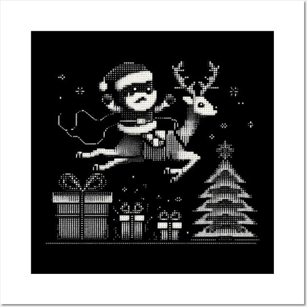 Christmas Santa and reindeer 32 Wall Art by fadinstitute